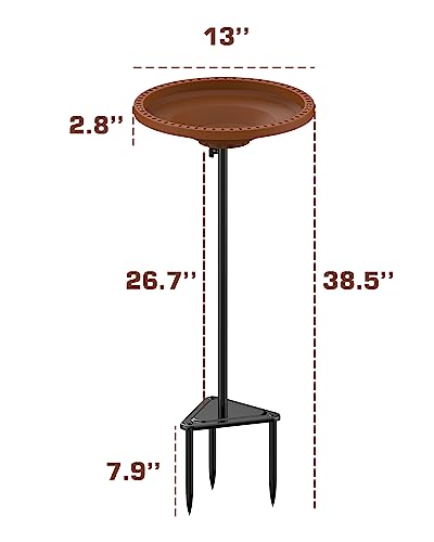Bird Baths for Outdoors Heavy Duty, 38.5 in Detachable Birdbaths for The Garden Clearance, Bird Bath Bowl Spa & Birdfeeder with Metal Stake Stand for Outdoors Garden, Circle Style (Brown) - color: Brown