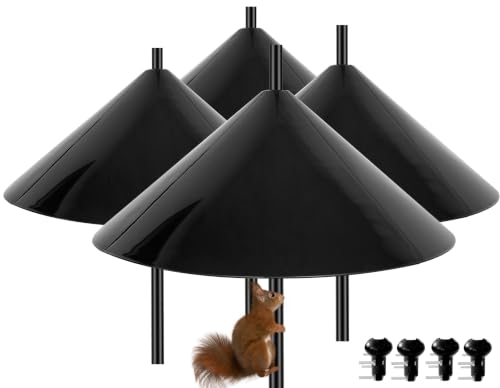 Squirrel Baffle,19-Inch Squirrel Baffle for Bird Feeder Pole,Squirrel-Proofs for Outdoor Shepherd's Hooks，Outside Pole Mount Squirrels Guard(Black 4 Pack - color: Pole mount-Black 4p