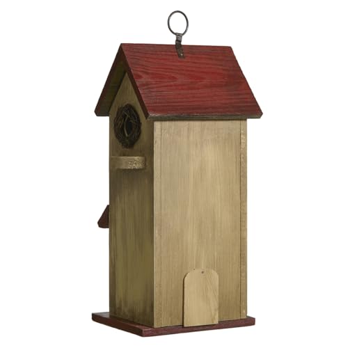 Glitzhome Bird Houses for Outdoor, Solid Wood Bluebird House for Outside, 14.25" H Rustic Distressed Hand Painted Decorative Birdhouse Nest Box Hanging Birdhouses for Patio Garden - color: 14.25"H