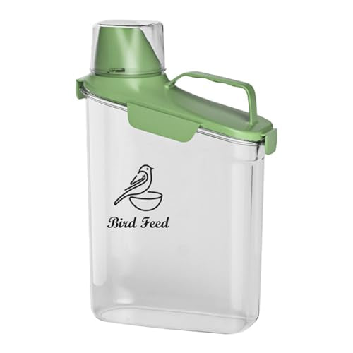 Bird Seed Storage Container Portable-3 Qt/2.8 L Clear Pet Food Container-with Measuring Cup/Lid,Airtight Wild Bird Seed Dispenser for Storing Sunflower Seed|Squirrel proof|BPA Free-Green - color: Green(Bird Feed)