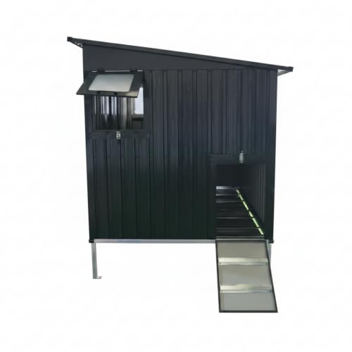 KEIKI Outdoor Galvanized Metal Chicken Coop Raised Base Pull Out Tray Grey | Outdoor galvanized chicken coop with raised base and pull out trays. Weatherproof poultry cage for backyard hen duck housing.