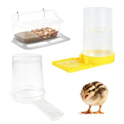 3 Pack 400ml Quail Water Feeder, Feeder Plastic Poultry Ideal for Button Quail, Baby Chicks, Ducks, and Baby Birds, Anti Drowning Design, Easy to Install