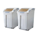33 Liter / 50 lbs Rice Storage Container with Measuring Cup, BPA free, For Rice | Grain | Pet Food | Flour, 2 count, White