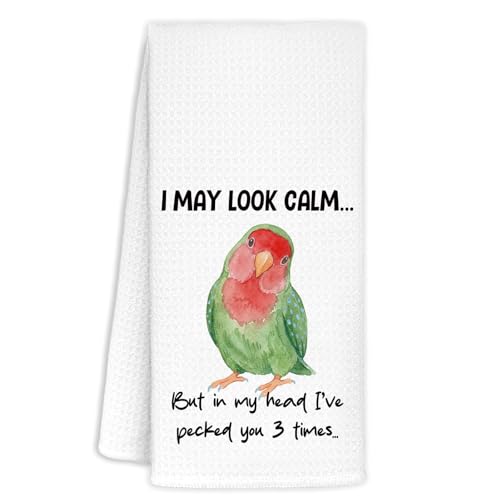 Parrot Kitchen Towel Decorative,I May Look Calm... Funny Parrots Gifts Dish Towels,Parrot Lover Gifts Hand Towels Drying Cloth for Kitchen Bathroom Decor,16x24 Inch - color: Funny-parrot