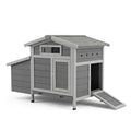 Gray Wooden Outdoor Chicken Coop with Asphalt Roof, Pull-Out Tray, Nesting Box and Latch-Secured Double Doors