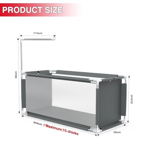Chicken Brooder Box 10.6 cu ft (47.2" x 19.7" x 19.7") – Stainless Steel Frame & Waterproof Oxford Fabric, Portable Indoor Brooder for Up to 15 Baby Chicks, Ducklings, Quail, Easy Assembly - color: Grey2