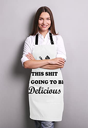 Funny Linen Apron for Women & Men - Kitchen & BBQ Apron - color: Multi Lf283