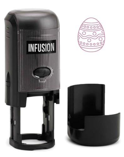 Infusion Round Teacher Stamp, Holiday, 3/4" Self-Inking Rubber Stamp (Easter Egg) - color: Easter Egg