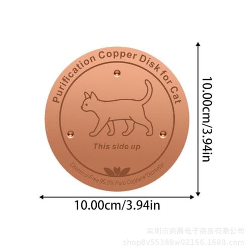 Copper Dog Bowl, 4" Copper Disc for Dog Water Bowl with 3 Point Support | Copper Pet Water Bowl, Dispenser Purification Disk, Copper Disk for Drinking Fountain Cat Bird Bath Bunny Cattle Horse - color: walking cat