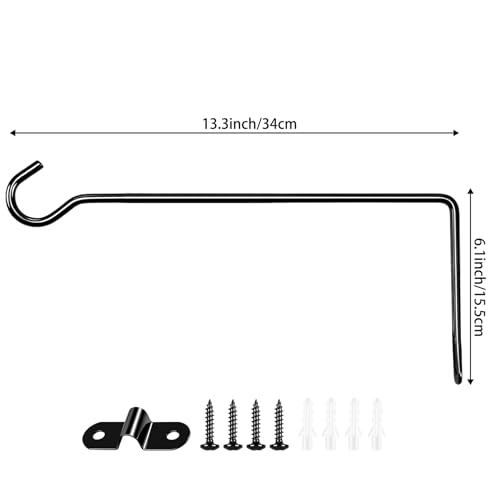 2 Pack Metal Plant Hanger for Wall, Decorative Plant Hooks for Hanging Plants, Indoor Outdoor Wall Plant Holder for Hanging Planters, Bird Feeders Home Decor (Black, 13.3 in-Straight Hook) - color: Black, size: 13.3 IN-Straight Hook