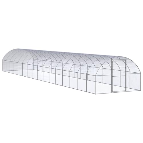 Galvanized Steel Chicken Coop Outdoor Enclosure for Chickens, Hens, Ducks, Large 9.8x52.5x6.6 ft Chicken Run with Wire Mesh - color: Original, size: 9.8' x 52.5' x 6.6'