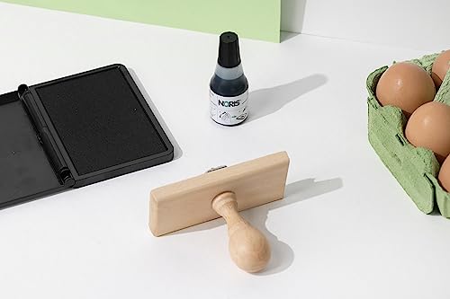 Stamp by Me | Egg Cartons Stamp | Personalized Eggs Carton Stamps | Chicken Eggs Stamper | Custom Wooden Rubber Stamp | Self-Inking Labels | Farm Stampers | Black Ink | Mini, Medium or Big Stamping