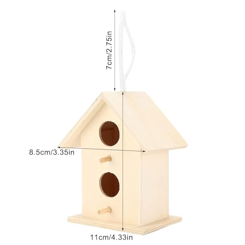 Wooden Birdhouse, 2PCS Wooden Hanging Bird House with Two Holes for Outside | Nest Box Unfinished Bird Houses Hanging Wooden Birdhouse Wooden Bird Houses to Paint for Small Bird (#a)
