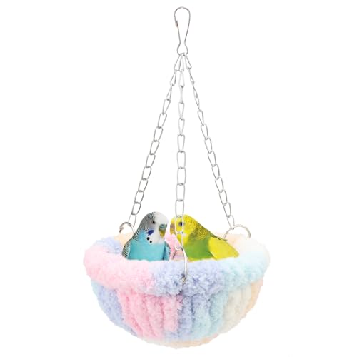 Wontee Bird Nest Bed Parrot Hanging Swing Hammock Bird Cage House for Budgies Parakeets Cockatiels Lovebirds Conures (Multi-Colored) - color: Multi-colored