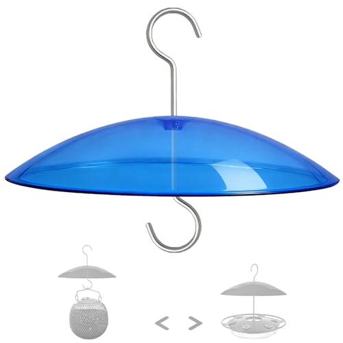 8" Mini Plastic Rain Cover for Bird Feeder, Blue Weather Guard Baffle Dome | Stainless Hooks, Small Protective Shield for Hanging Outdoors, Bird House Protector against Rain/Snow/Sun/Poop, Dia. 20cm - color: Blue, size: 1PC/Pack