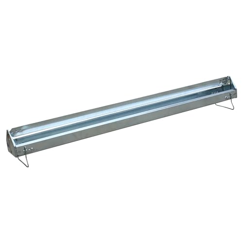 FARM-TUFF Reel Top Rectangular Poultry Feeder, 36 Inch - Heavy-Duty Galvanized Metal Feeder Trough with Anti-Roost Reel & Spill Resistant Design - Long Feeding Space for Backyard Flocks & Farms