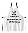 Funny Linen Apron for Women & Men - Kitchen & BBQ Apron - color: Multi Lf283