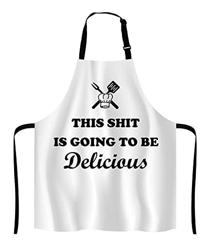 Funny Linen Apron for Women & Men - Kitchen & BBQ Apron - color: Multi Lf283