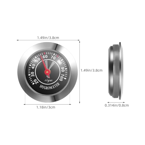 Ipetboom Analog Hygrometer for Cigar Humidor - Round Mechanical Humidity Gauge Accurate Cigar Humidor Accessory Small Alloy Stainless Steel Black Hygrometer for Violin Case and Home Use - 1.5x0.4in