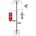 Camii 103 in Bird Feeding Station Kit, 6-Hook Wild Bird Feeder Stand Pole, Steel Multi-Feeder Pole with 5-Prong Base, Mesh Tray, Bird Bath for Attracting Wild Birds