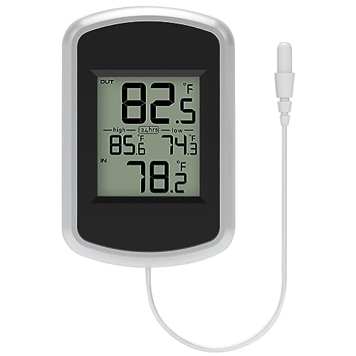 Urageuxy Wired Indoor Outdoor Thermometer, Home Room Temperature Monitor with Min/Max Record and 78.74inch Line Probe Sensor, Fahrenheit Only
