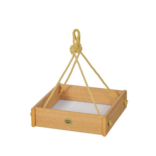 Birds Choice SCHPF100 Hanging Tray Bird Feeder, Spruce Creek Collection, Recycled Plastic,Natural Teak | Recycled Plastic Platform, Open Design Welcomes a Variety of Wild Birds, Easy to Fill and Clean - color: Natural Teak