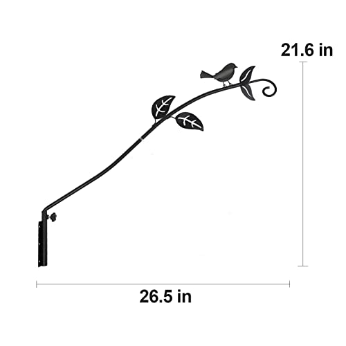 MorTime Extended Reach Wall Mounted Deck Hook, 26.5 Inches Multidirectional Heavy Duty Metal Bird Wall Bracket Wall Mounted Pole for Outdoor Lanterns Wind Chimes Bird Feeders
