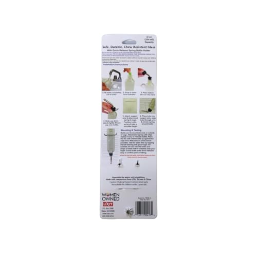 Lixit® Chew Proof Flat Sided Water Bottles for Rabbits, Ferrets, Rats, Birds, Hamsters, Guinea Pigs, Chinchillas Gerbils and Other Small Animals - Made in USA (Clear, 12 Ounce) - color: Clear (Pack of 1), size: 12 Ounce