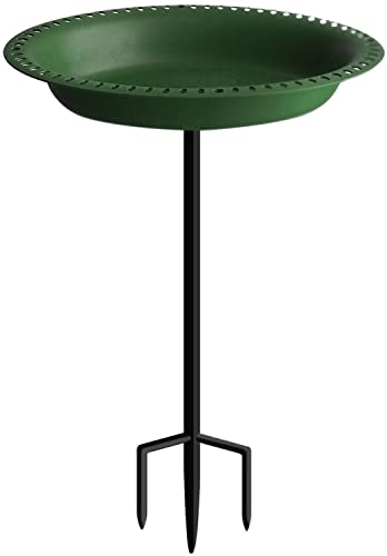 28-inch Lightweight Birdbaths Antique Decoration Detachable Birdfeeder & Bird Bath for Outdoor Garden, Oblong Dark Green - color: Green, size: ¾ gal
