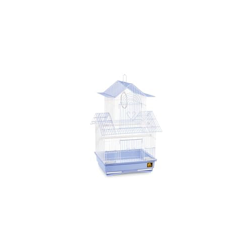 HomeStock Rustic Retreat Bird Cage with Natural Wood Accents, Durable Metal Construction, Spacious Interior, and Comfortable Features for Birds' Light Blue - color: Light Blue