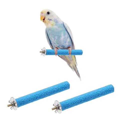 Bird Perch Stand, Colorful Paw Grinding Stick, Wood Rough-surfaced Perch Parrot Stand 15 x 2 Cm, (Blue, 2 Pcs), Intended for Home/Animal Parks/Pet Stores - color: Blue, size: 15 x 2 cm / 5.91 x 0.71 inch