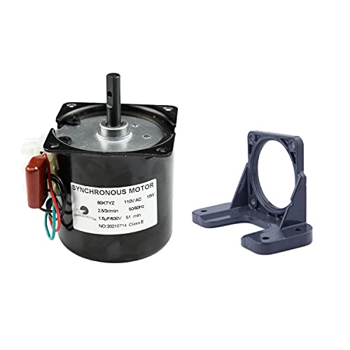 Permanent Magnet Motor 60KTYZ AC 110V 2.5-3RPM CW/CCW Synchronous Gear Motor with Motor Bracket Support Fixed Base - size: 2.5/3r/min Motor+Bracket