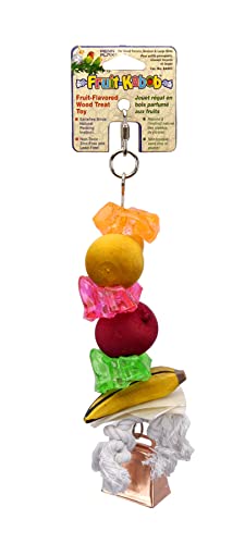 Penn-Plax Bird-Life Fruit Kabob Bird Toy with Bell – Various Textures, Materials, and Colors – Great for African Greys, Medium Birds, and Small Parrots – Large - size: Large