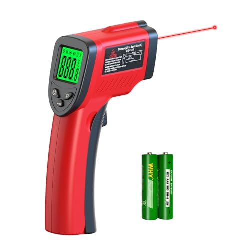 Digital Infrared Thermometer Gun -58℉ to 1022℉ (-50℃ to 550℃), Adjustable Emissivity, Laser Temperature Gun for Cooking, BBQ, Oven, Engine, and Industrial Use (Not for Human Body) - color: Red