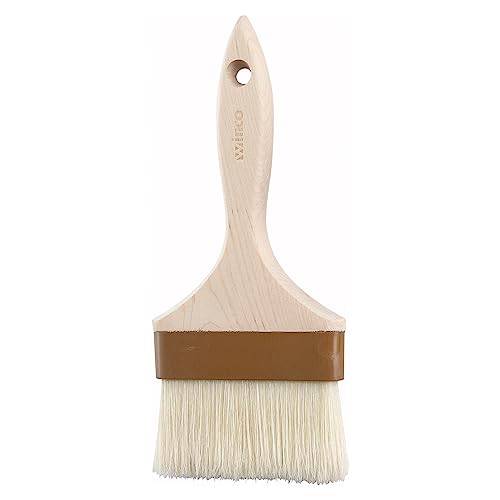 Winco 4" Boar Bristle Basting Brush | Durable Bristles, Basting, Glazing, Marinades, Butter and Pastry Prep, Shed resistant - size: 4", style: Flat