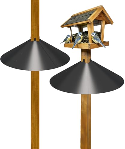 Queension Metal Squirrel Baffle for 4x4 Post, Squirrel Guard, Round, 2 Pack | Squirrel Proof Bird Feeders Baffle for Bird Feeder Poles, Squirrel Guard for Bird House Pole - style: 2 Pack