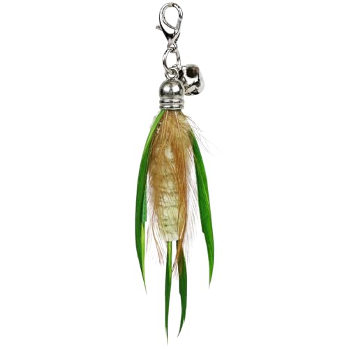 TTcat 3 Pack Mini Natural Feather Cat Wand Refills, Small Detachable Clip-on Feather Replacement Attachments with Bells, Universal Lobster Clasp Cat Teaser Refills, Hunting Prey Toy for Indoor Cats. - color: 3Pcs (Mini Insects)