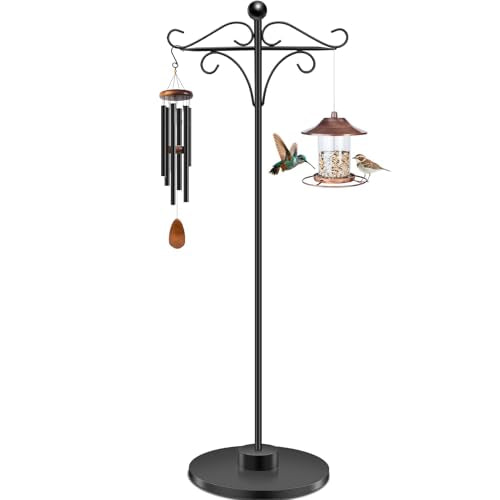 Adjustable Double Shepherd's Hook, 34-63 Inch Black Iron Stand for Indoor/Outdoor Use – Ideal for Hummingbird Feeders, Hanging Plants, Lanterns, Wind Chime - style: Double