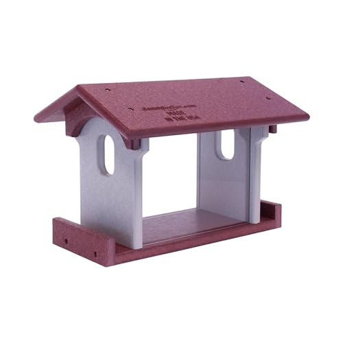 Bluebird Feeder - Poly Lumber - Hanging Blue Bird Feeder for Mealworms (Cherry Wood and Light Gray) - color: Cherry Wood and Light Gray
