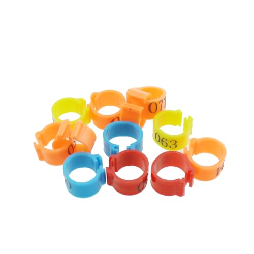100PCS 10mm Mixed Colour Identifying Leg Band Clip Poultry Plastic Leg Band Pigeon Leg Band Ring Suitable for Bird and Poultry