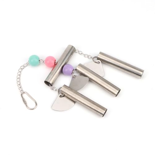 Stainless Bells String Toy for Bird Parrot Macaw African Greys Amazon Eclectus Cockatoo Parakeet Cockatiels Birds Squirrel Cage Stand (Silver-2) - color: Silver-2