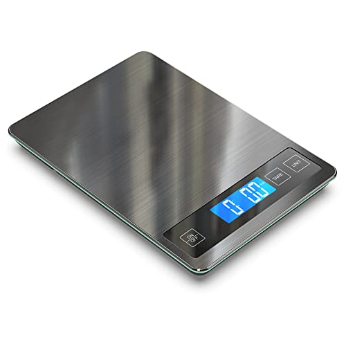 Digital Kitchen Food Scale 22lb for Cooking Baking | Stainless Steel, 1g/0.1oz Precise, Backlit LCD, Tare Function, Easy Clean,Weight Grams and Ounce - color: Grey