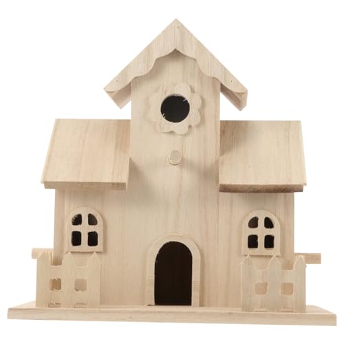 Wooden Bird House Unfinished Birdhouse to Paint for Kids and Adult Wood Hanging Sleeping Nest for Bird Squirrel Conure and Parrot