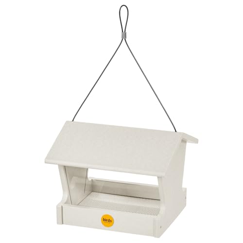 Birds Choice GSHF200 Hopper Feeder, Recycled Hanging Bird Feeder, Medium, Sea Salt | Made in the USA, Recycled Plastic Construction, Simple to Fill, Weather-Resistant for Year-Round Backyard Use - color: Sea Salt