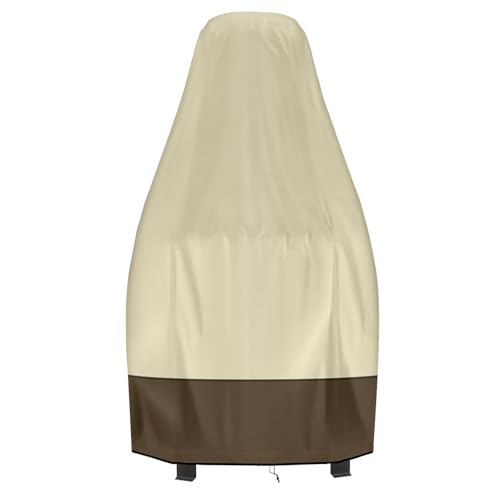 Chiminea Cover Outdoor Waterproof Chiminea Fire Pit Cover Heavy Duty Durable Chiminea Protection Cover with Drawstring (Beige & Brown, 24D x 48H) - color: Beige & Brown, size: 24D x 48H in