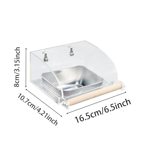 Non Mess Bird Cage Feeder Bird Food Bowl Cup Transparent Weatherproof Hanging Feeding Station Parrot Feeder for Parakeet Finch, 16.5x10.7x8cm