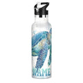 Custom Name Sea Turtle Pattern Water Bottle for Men Women Personalized Text Insulated ‌Stainless Steel Water Bottle with Straw Lid for School Sport 20 Oz - color: custom sea turtle pattern