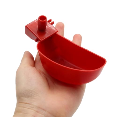 12Pcs Quail Water Cups Pigeon Automatic Bird Waterer for Cage Hang Drinker Breeding Poultry Drinking Bowls(Red) - color: Red