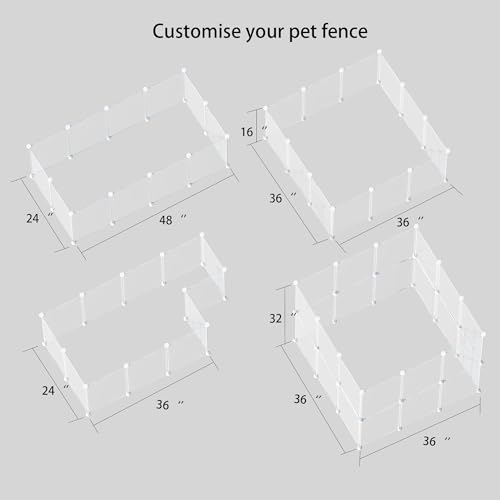 Pet Playpen Portable Small Animals Playpen, Customizable Shape & Height Pet Fence Yard Fence for Guinea Pigs, Bunny, Ferrets, Mice, Hamsters, Hedgehogs, Puppies, Turtles-12 Panels