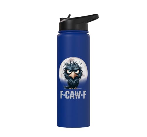 F-Caw-F Black Crow Black Bird Funny Crow F-Caw-F Stainless Steel Insulated Water Bottle - color: Royal Blue